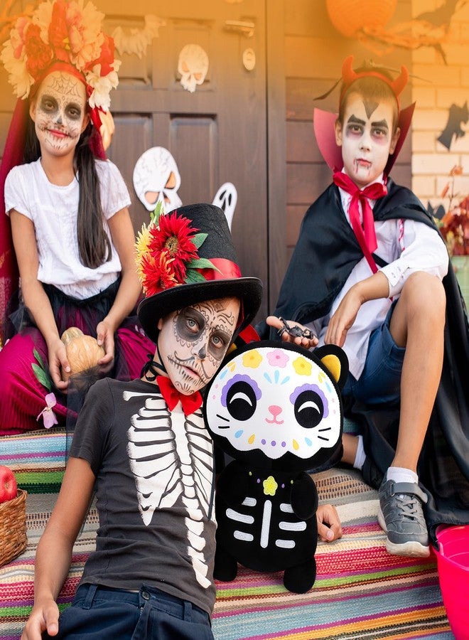 Achwishap Black Cat Stuffed Animal-14” Day of The Dead Cat Plush,Soft Cats Plush Toys Halloween & Día de Los Muertos Gifts for Kids,Cute Kitten Plushies,Kawaii Stuffed Pillow,Animal Pillow for Adults - Image 2